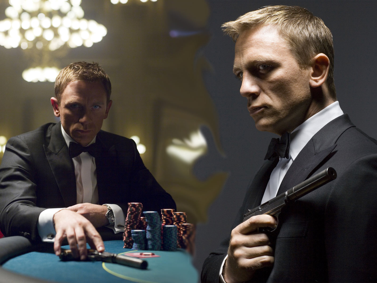 Hình ảnh diễn viên điện ảnh Daniel Craig- James Bond trong bộ vest tuxedo đen trang trọng.