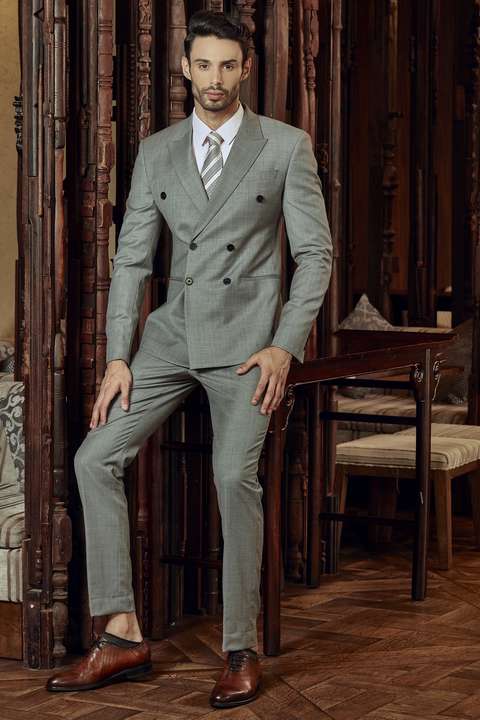 Bộ Suit Nam Italia Xám Super 160s